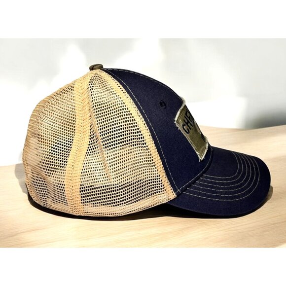Chevrolet 1918 Trucks Trucker Hat Navy & Tan Mesh Adjustable Cap OSFM - Picture 2 of 7